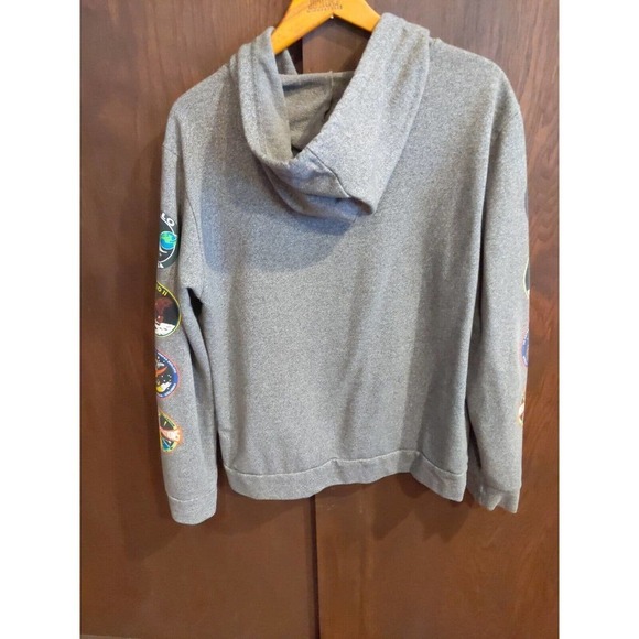 Buzz Aldrin NASA Hoodie Gray Drawstring Pullover Hooded Sweatshirt Men's Small - Picture 5 of 5